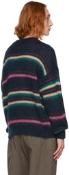 Isabel Marant Navy & Multicolor Stripe Mohair Drussellh Sweater