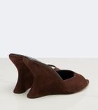 Aquazzura Bisous Wedge suede mules