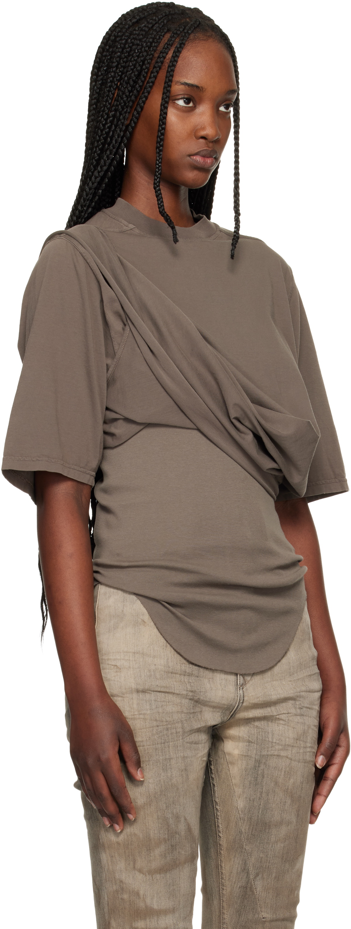 Rick Owens DRKSHDW Brown Temple Jumbo SS T-shirt