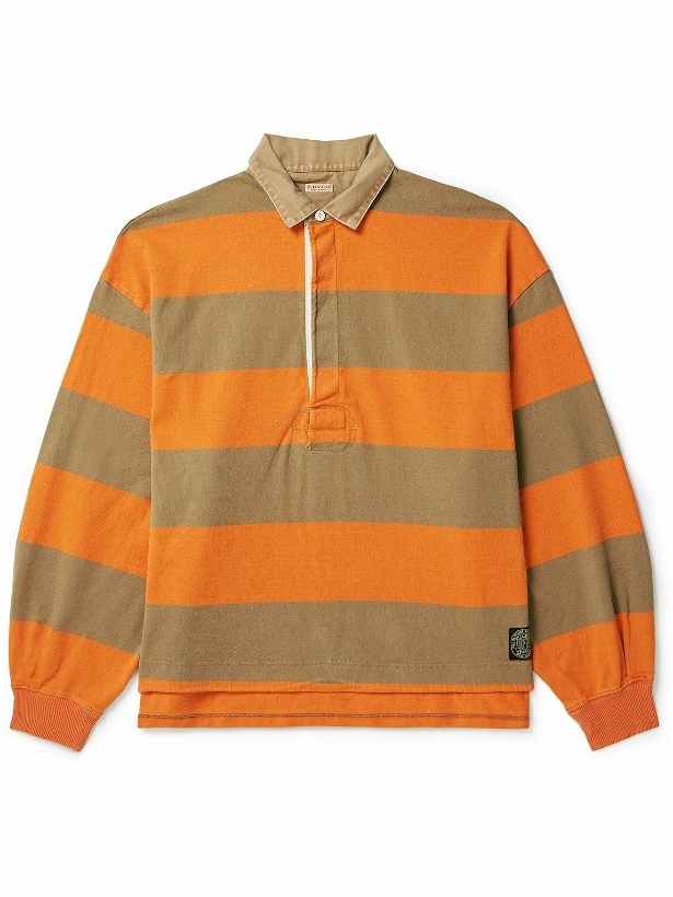 Photo: KAPITAL - Striped Cotton-Jersey Polo Shirt - Orange