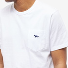 Maison Kitsuné Men's Navy Fox Patch Classic T-Shirt in White