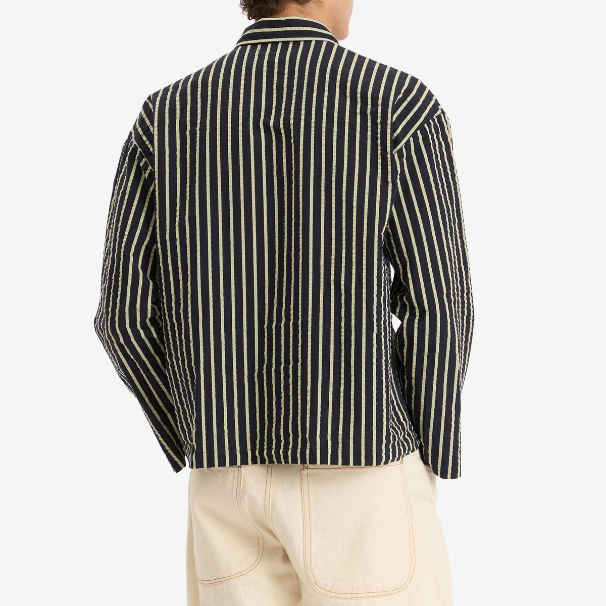 YMC Men's PJ Stripe Jacket in Navy/Yellow YMC