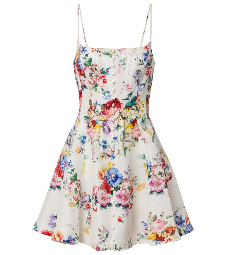 Photo: Camilla Embellished floral linen and silk minidress