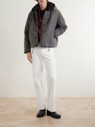 A.PRESSE - Fleece-Lined Distressed Cotton-Canvas Hooded Jacket - Gray