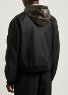 Loewe Hooded Leather and Nylon Bomber Jacket Black