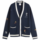 Casablanca Women's Cashmere Embroidered Cardigan in Navy/White