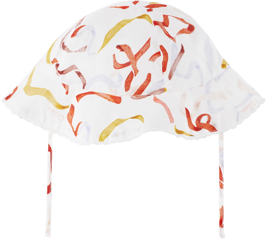 Chloé Kids White Printed Bucket Hat