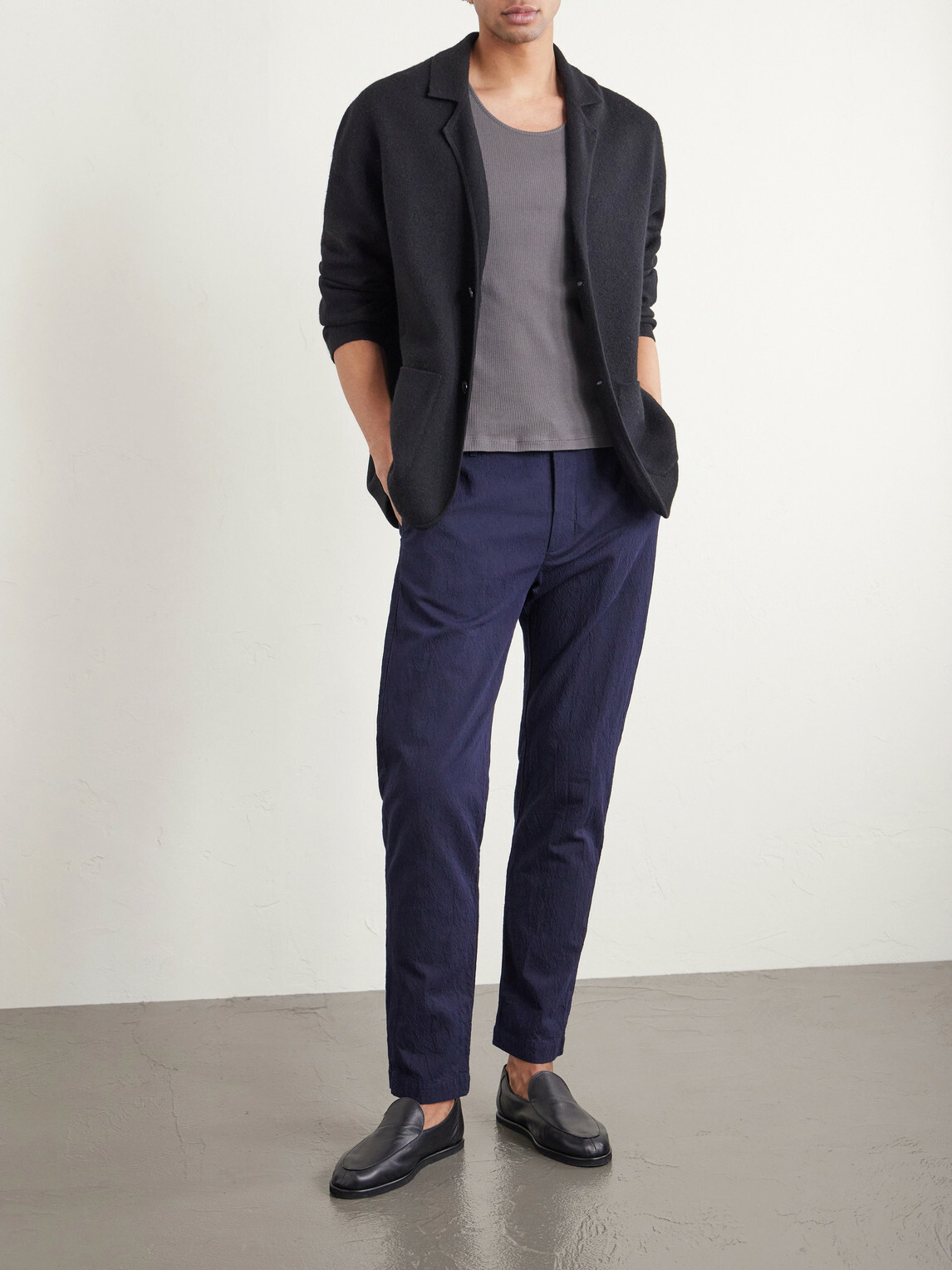 Barena - Slim-Leg Crinkled Cotton-Blend Trousers - Blue