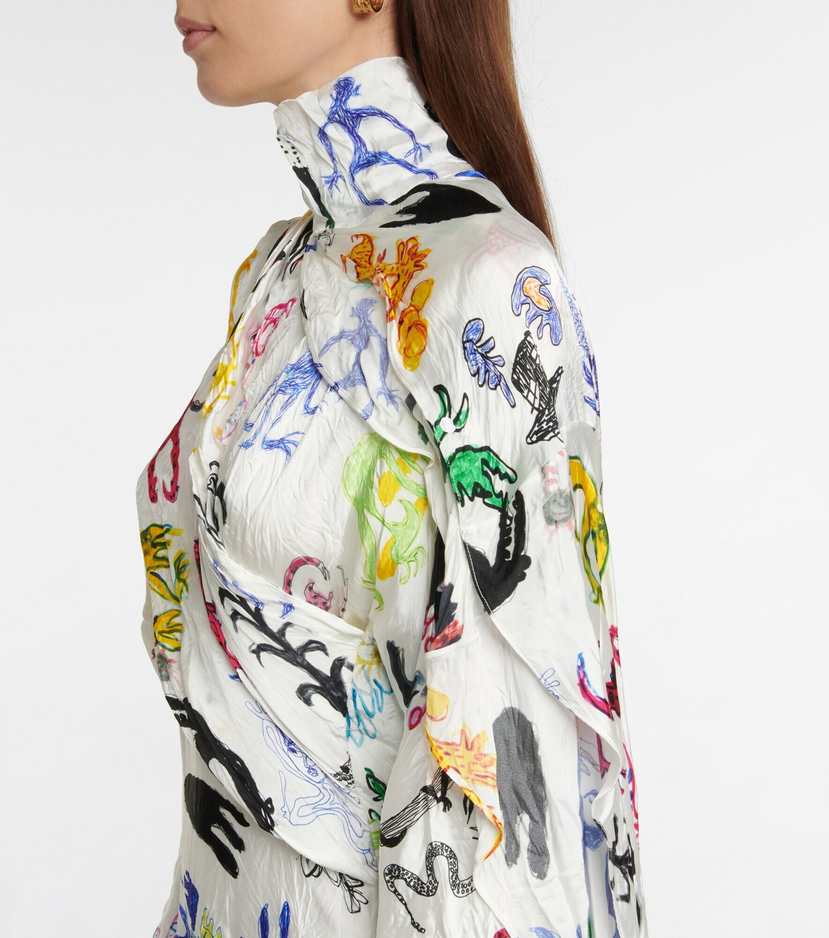 Balenciaga Balenciaga Midi dress with bow and blue print