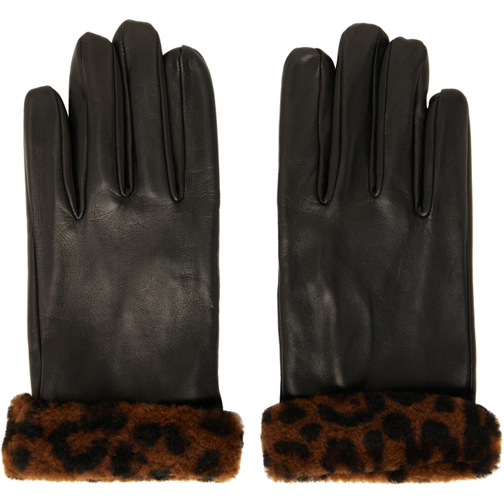 Photo: Ernest W. Baker Black Faux-Fur Trimming Leather Gloves