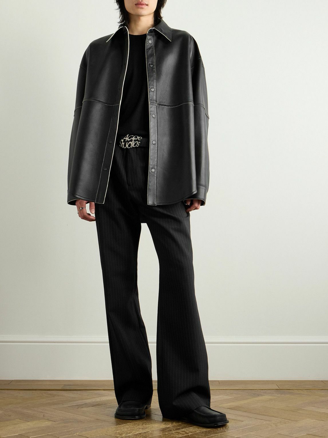 Acne Studios - Laraw Oversized Leather Shirt Jacket - Black Acne