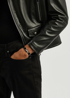 Saint Laurent Logo Crocodile-effect Leather Bracelet Black