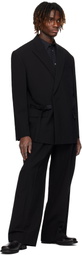 Juun.J Black Wool Nylon Strap Blazer