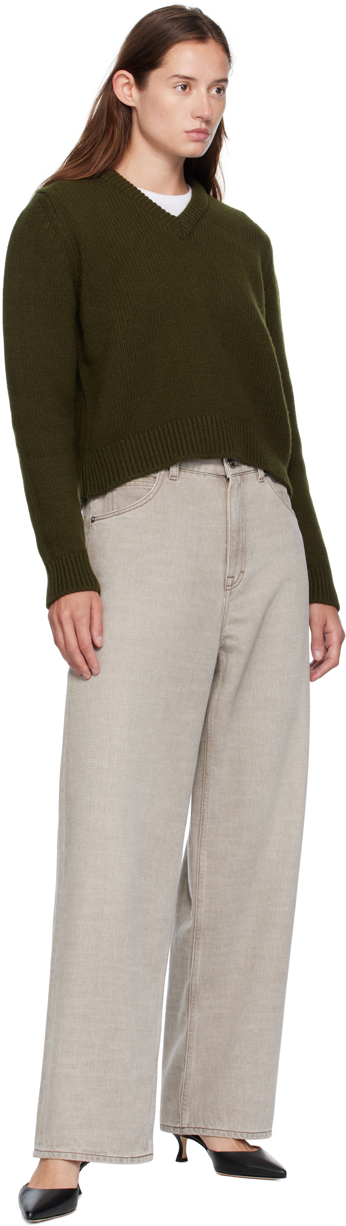 &Daughter Green Glenn V-Neck Sweater