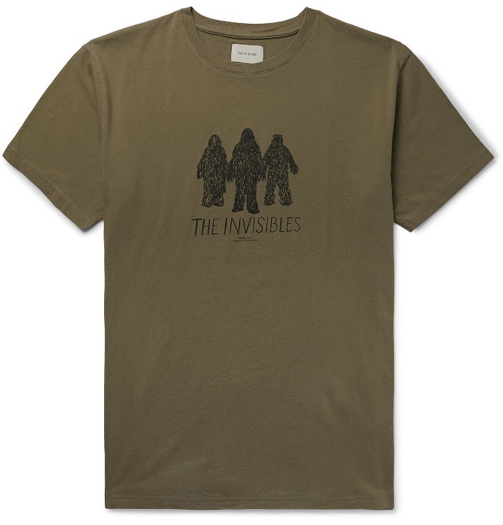 Photo: Wood Wood - Invisibles Printed Organic Cotton-Jersey T-Shirt - Brown