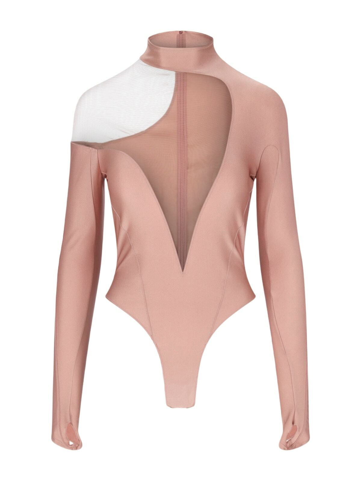 【関税込み】Mugler ベージュ Spiral ボディスーツ Mugler Beige Spiral Bodysuit Mugler