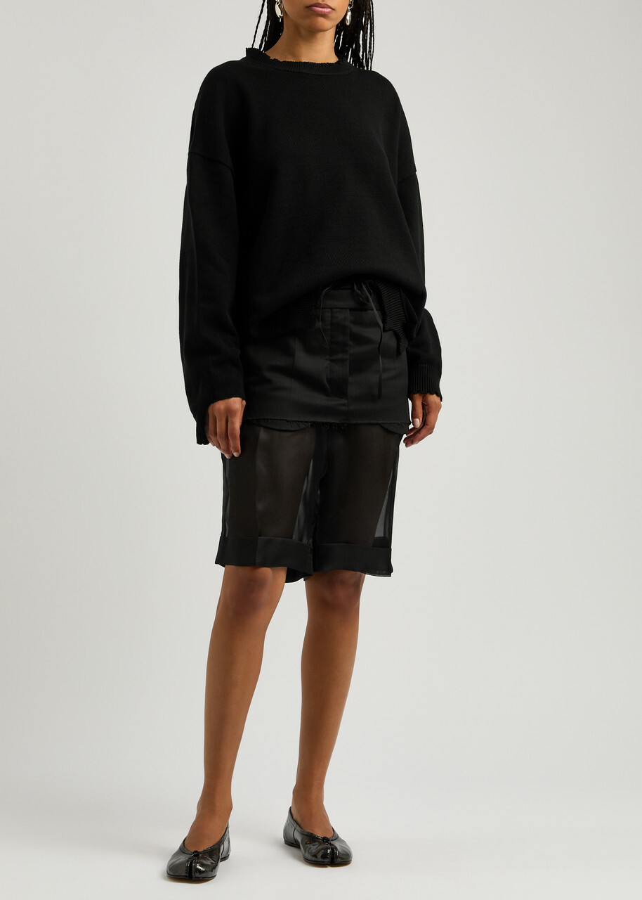 Maison Margiela Layered Silk-organza Shorts Black Maison Margiela