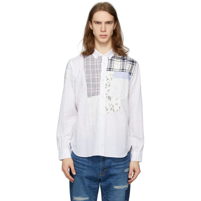 Photo: Junya Watanabe White Chambray Multi-Fabric Shirt