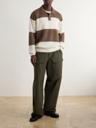 Corridor - Striped Woven Brushed Alpaca-Blend Polo Sweater - Brown