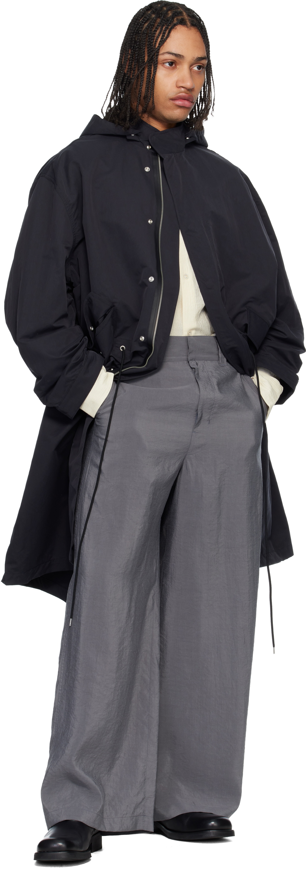 Studio Nicholson Navy Lotus Coat