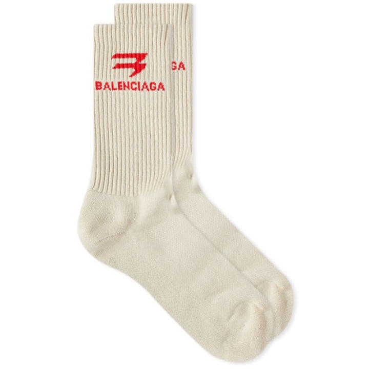 Photo: Balenciaga Men's Sports Logo Sock in Sand/Red