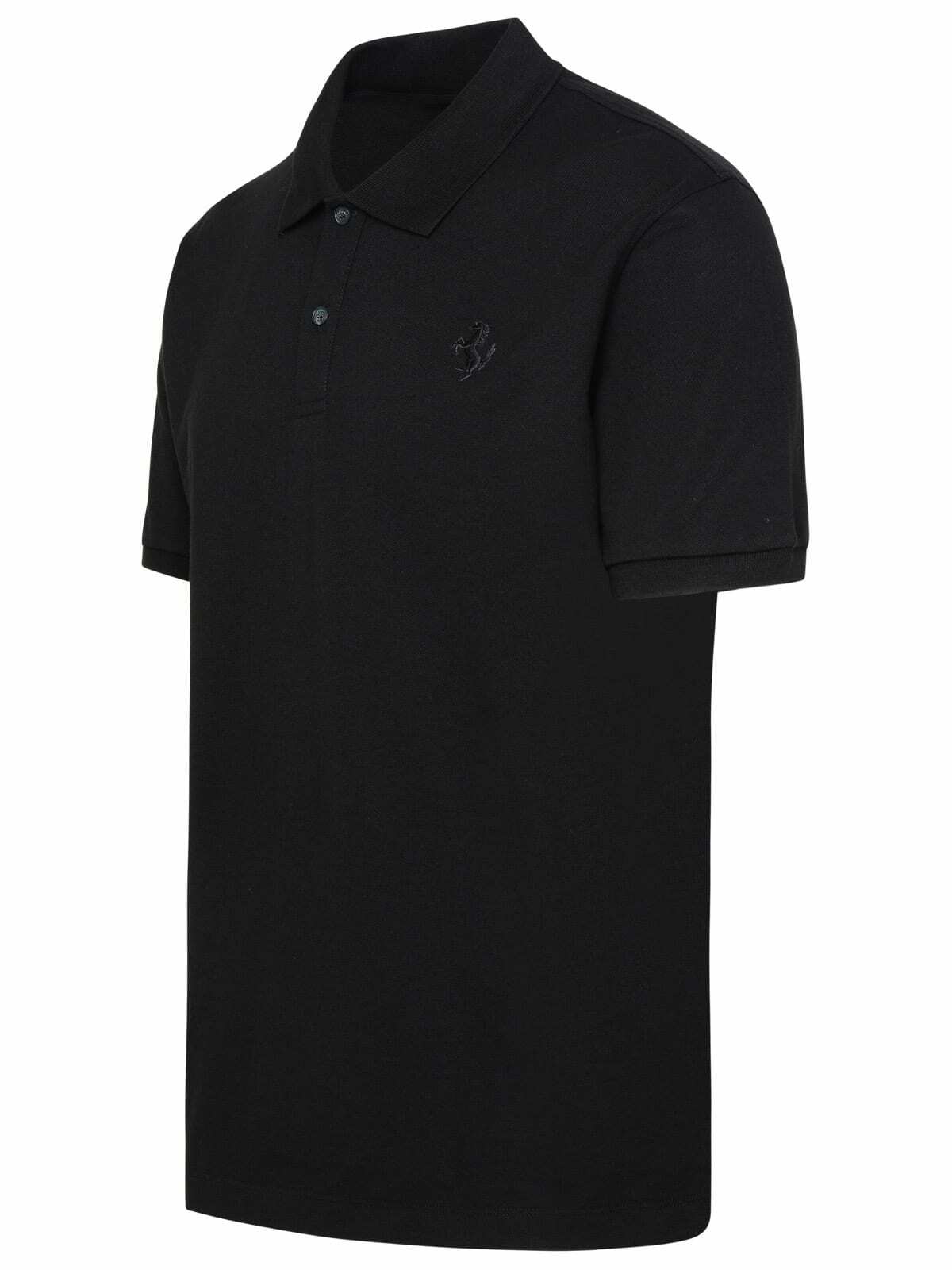 Ferrari Polo Shirt In Black Cotton