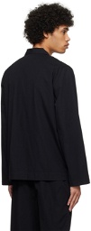 Tekla Black Long Sleeve Pyjama Shirt