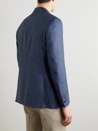 Canali - Double-Breasted Wool, Silk and Linen-Blend Blazer - Blue