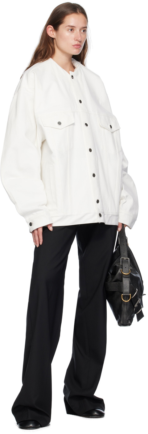 MARIE ADAM-LEENAERDT White Inserted Collar Denim Jacket
