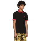 Versace Jeans Couture Black and Red Logo Polo