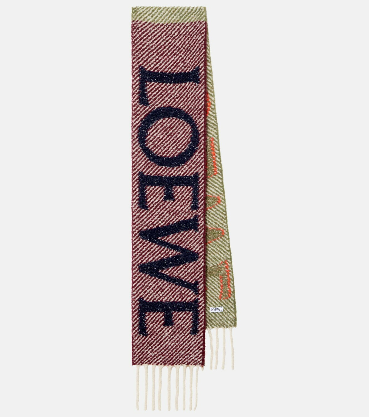 Loewe Logo reversible alpaca and wool-blend scarf