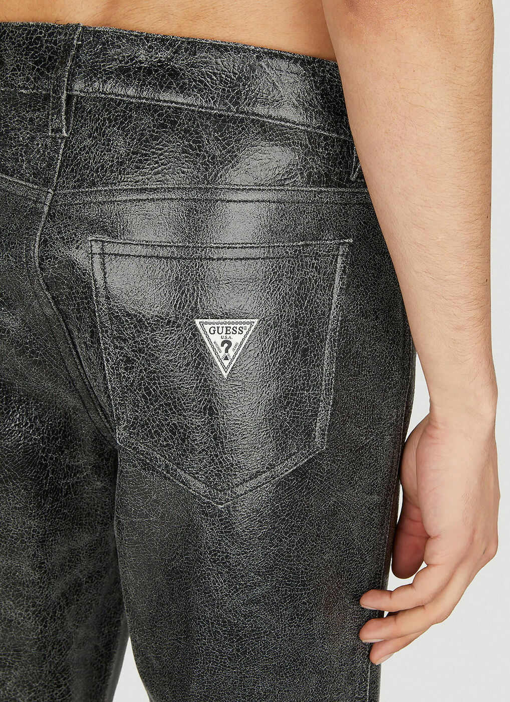 Guess USA - Cracked Leather Pants in Black GUESS