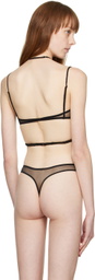 Nensi Dojaka Black Draped Double Bra