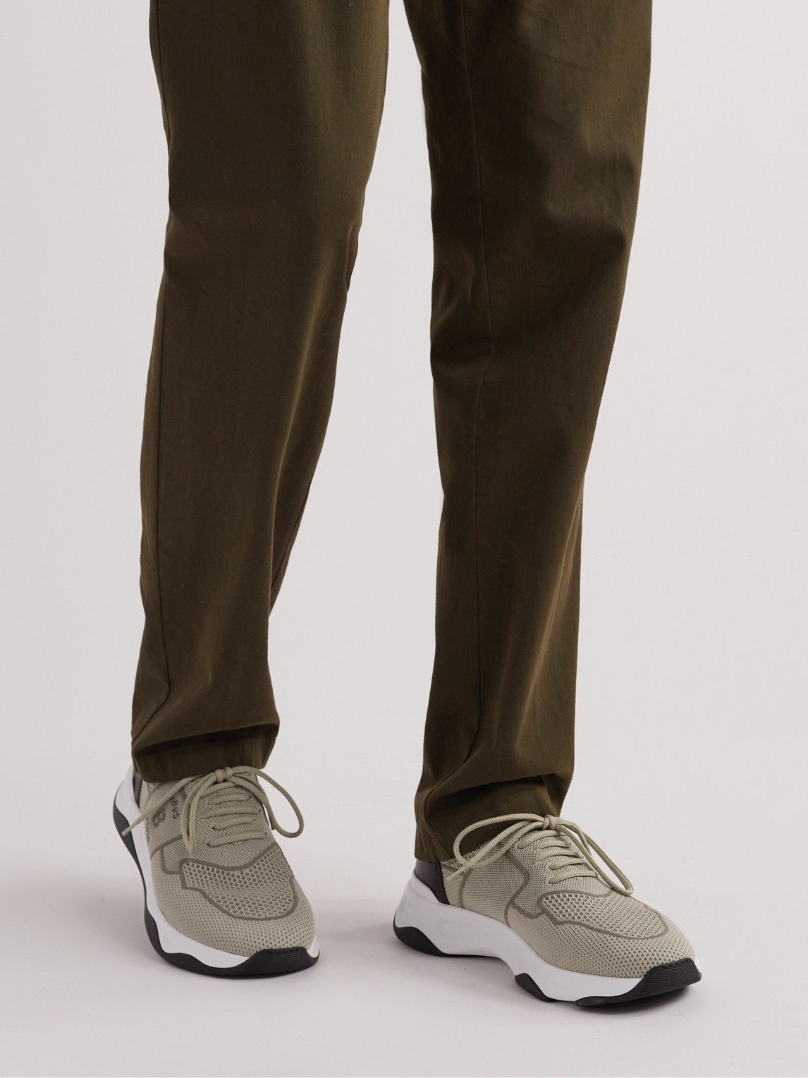 【BERLUTI】Shadow sneakers メッシュ レザー スニーカー Berluti - Shadow Leather-Trimmed Mesh Sneakers - Neutrals