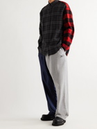 BALENCIAGA - Wide-Leg Cotton-Jersey and Recycled Shell Sweatpants - Blue