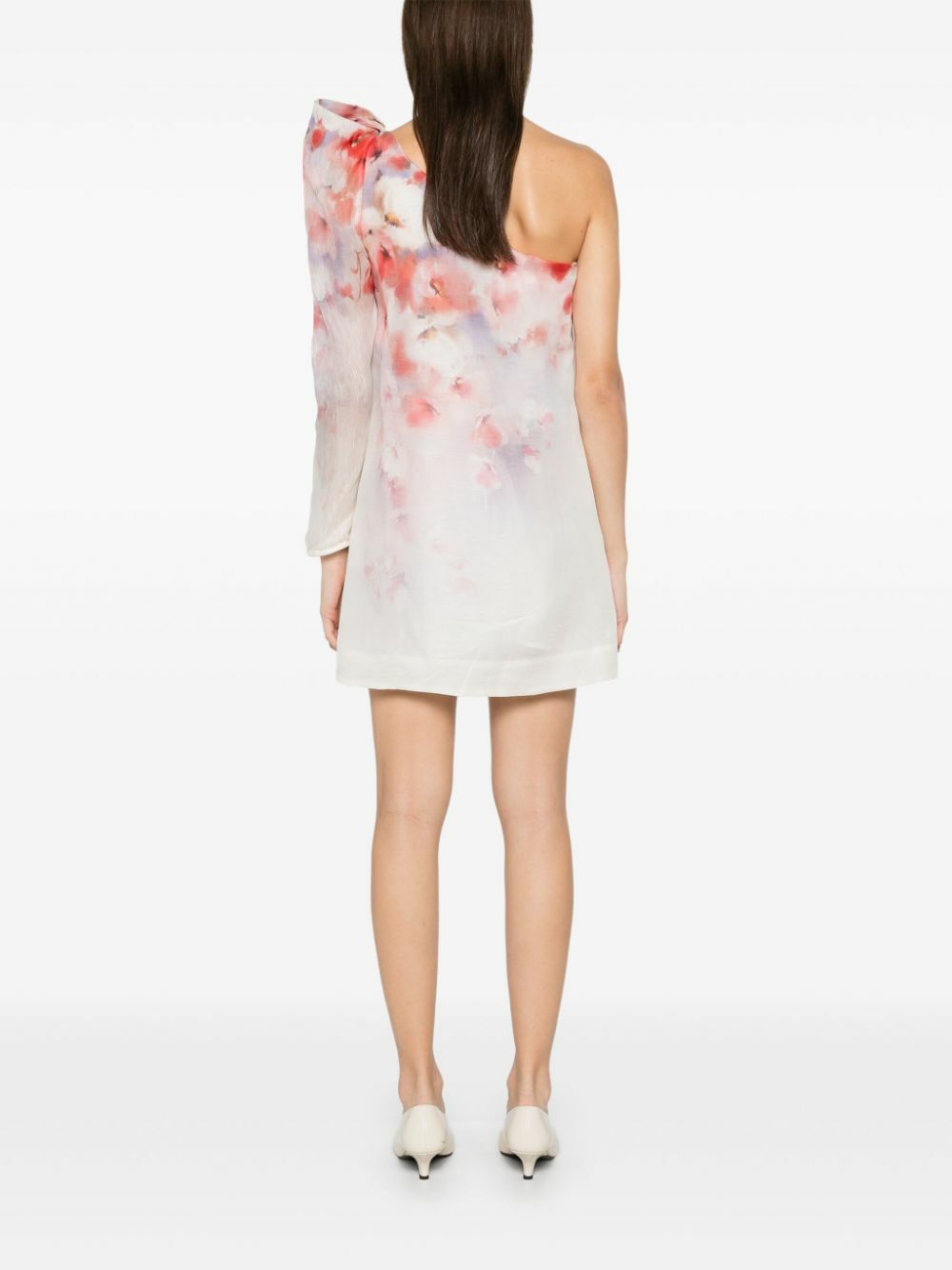 pink asymmetrical mini dress Oona Satin Asymmetrical Mini Dress – Hemline Monroe main image 1