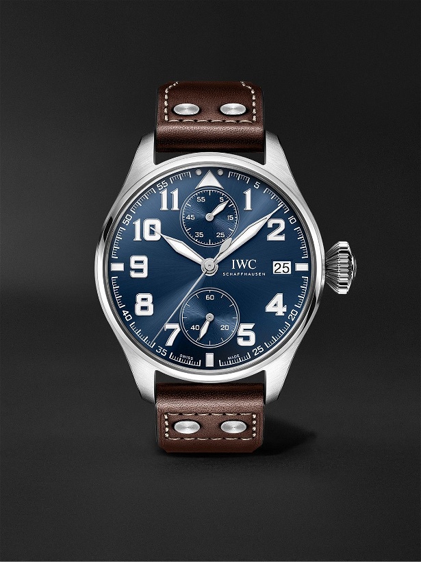Photo: IWC Schaffhausen - Big Pilot's Monopusher Le Petit Prince Limited Edition Automatic 46mm Stainless Steel and Leather Watch, Ref. No. IW515202