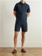 Mr P. - Straight-Leg Organic Cotton-Piqué Drawstring Shorts - Blue