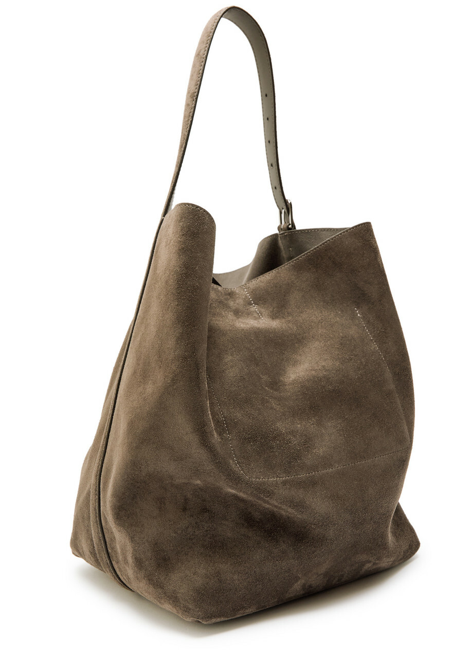Toteme Belted Suede Tote - Dark Grey - One Size