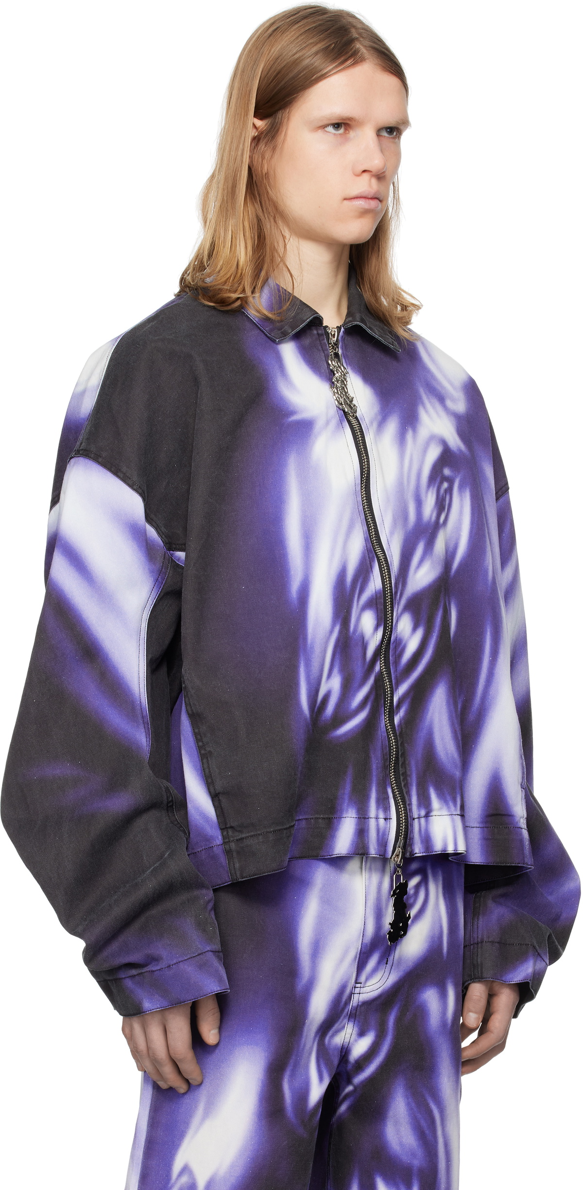 け*ー様 25aw GERRIT JACOB PRINTED DENIM JAC Gerrit Jacob Purple Printed Denim Jacket Gerrit Jacob