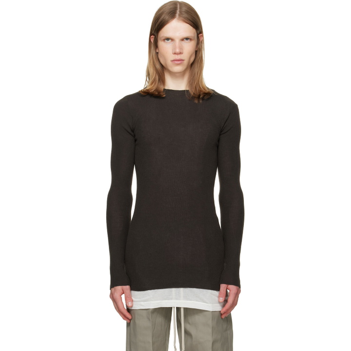 Photo: Rick Owens Brown Tower Ribbed Round Neck Sweater