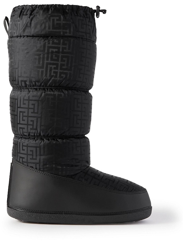 Photo: Balmain - Rossignol Leather-Trimmed Logo-Jacquard Nylon Snow Boots - Black