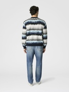 Missoni - Crew neck sweater with flame zigzag pattern, Men, Black & Blue