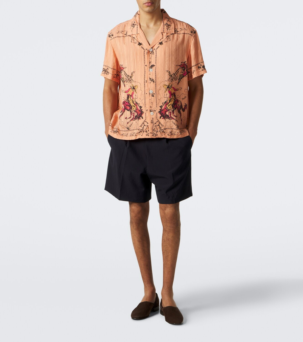 Bode Bronco printed silk baseball shirt