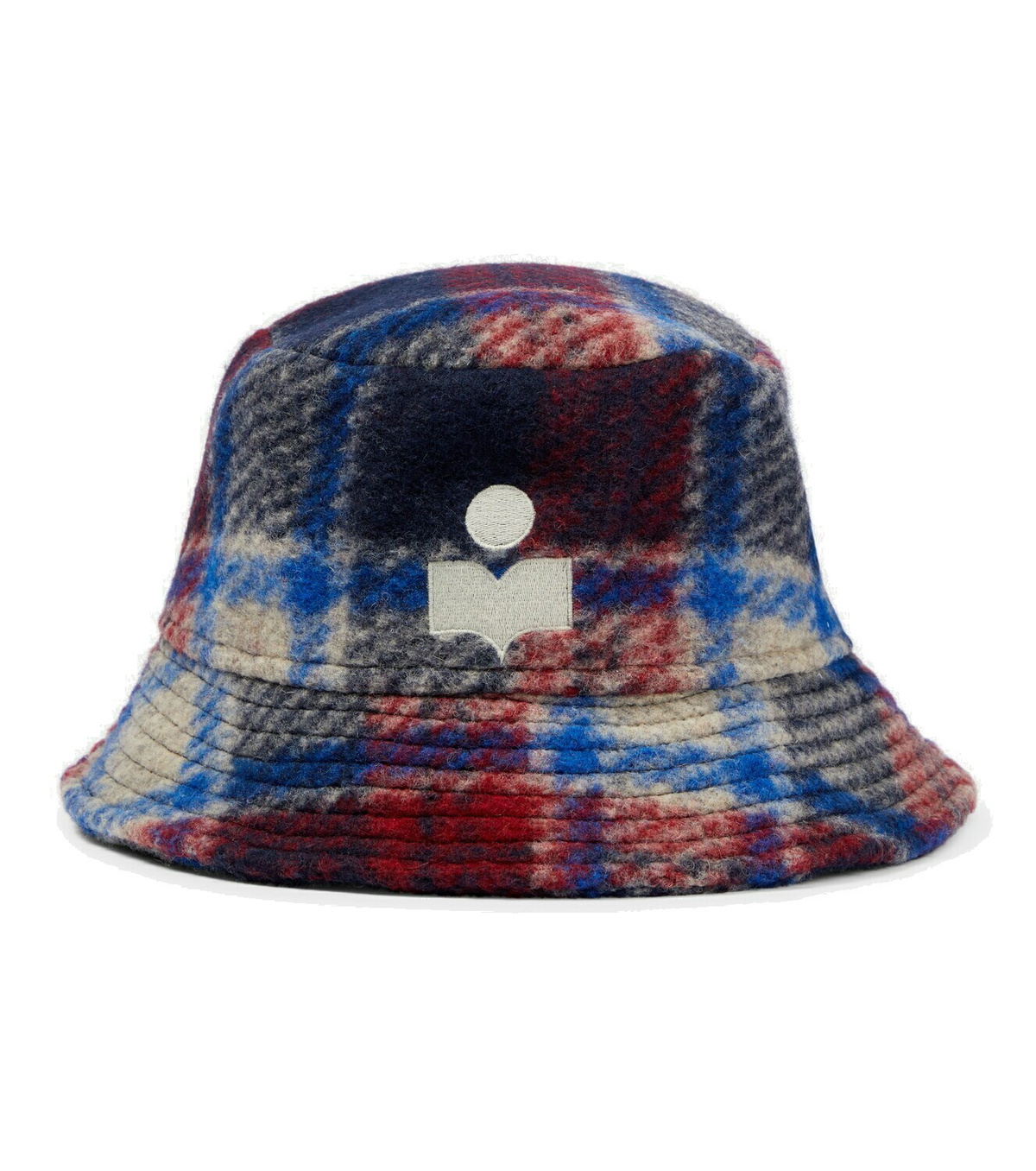 Isabel Marant HALEY Bucket Hat Green Beige Check Embroidered Wool Blend Size 56 Isabel Marant  main image 3
