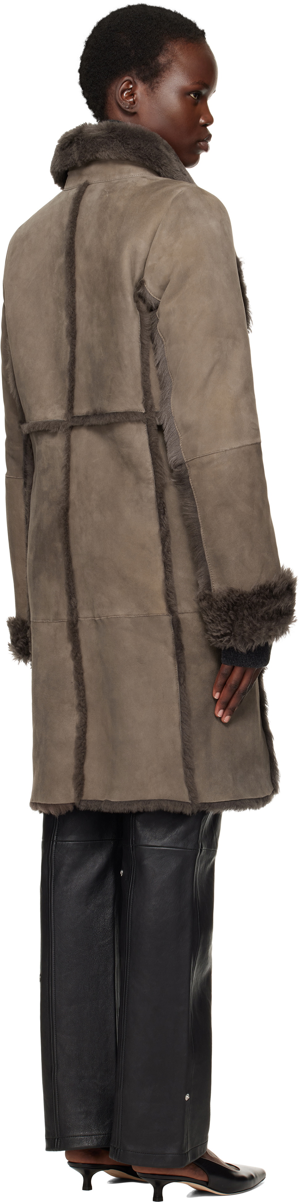 Saks Potts Taupe Emma Shearling Coat