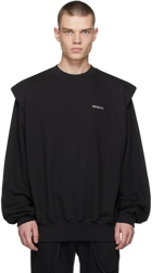 We11done Black Shoulder Padded Logo Sweatshirt