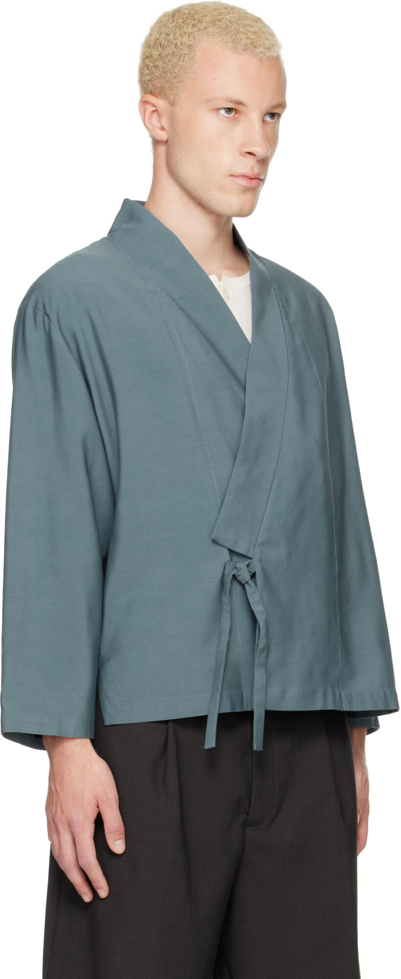 Kenzo Navy Kenzo Paris Viscose & Wool Kimono Jacket