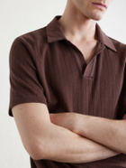 Oliver Spencer - Westcott Open-Collar Organic Cotton Polo Shirt - Brown
