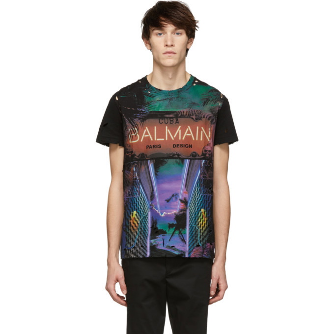 Photo: Balmain Black Neon Cuba T-Shirt